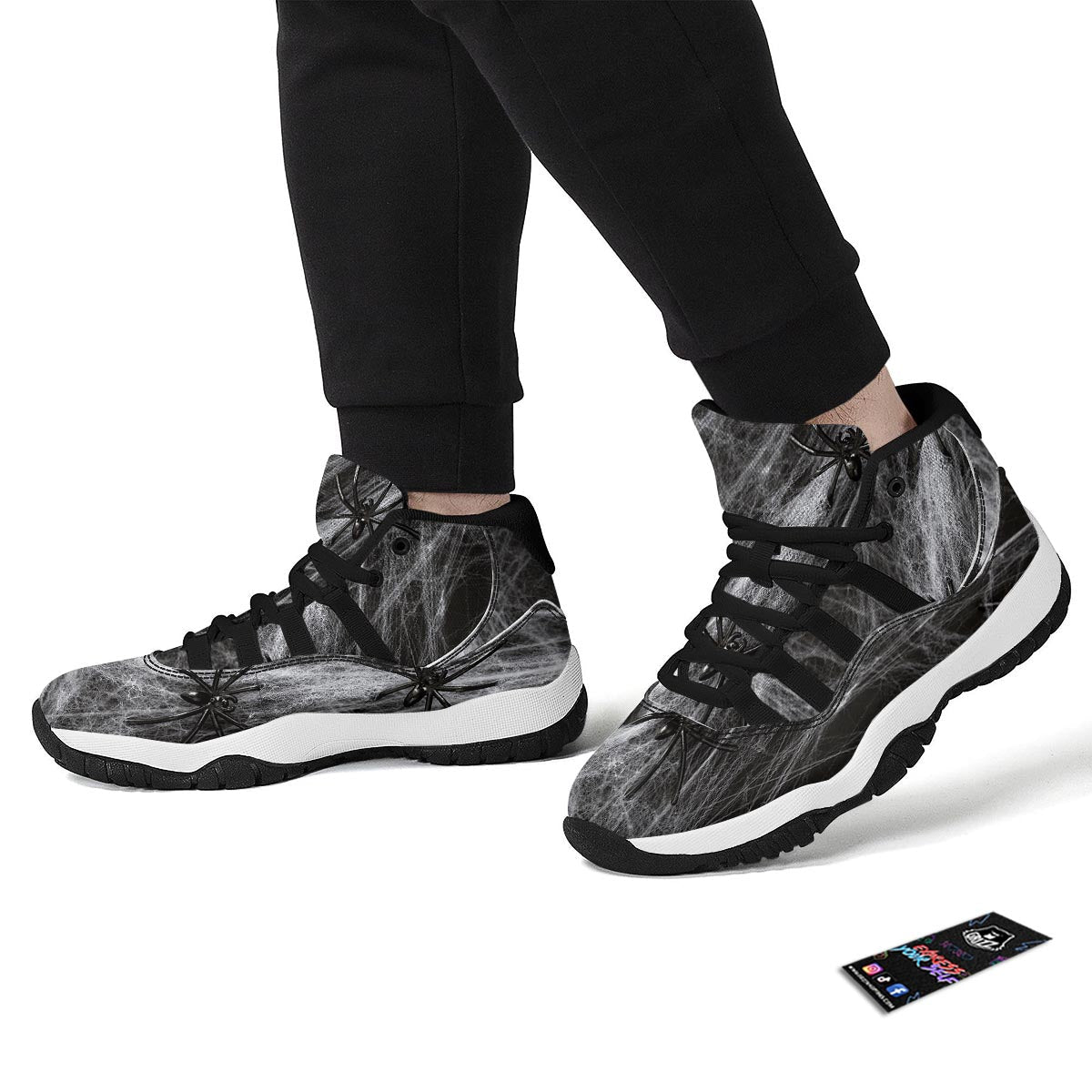 Cobweb And Toy Spiders Print Black Bball Shoes-grizzshop