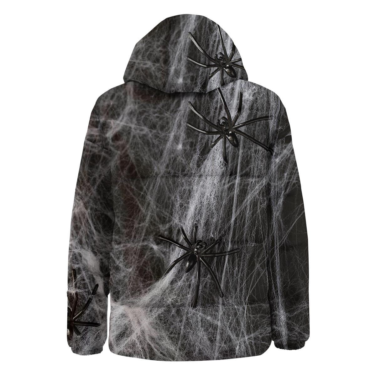 Cobweb And Toy Spiders Print Down Jacket-grizzshop