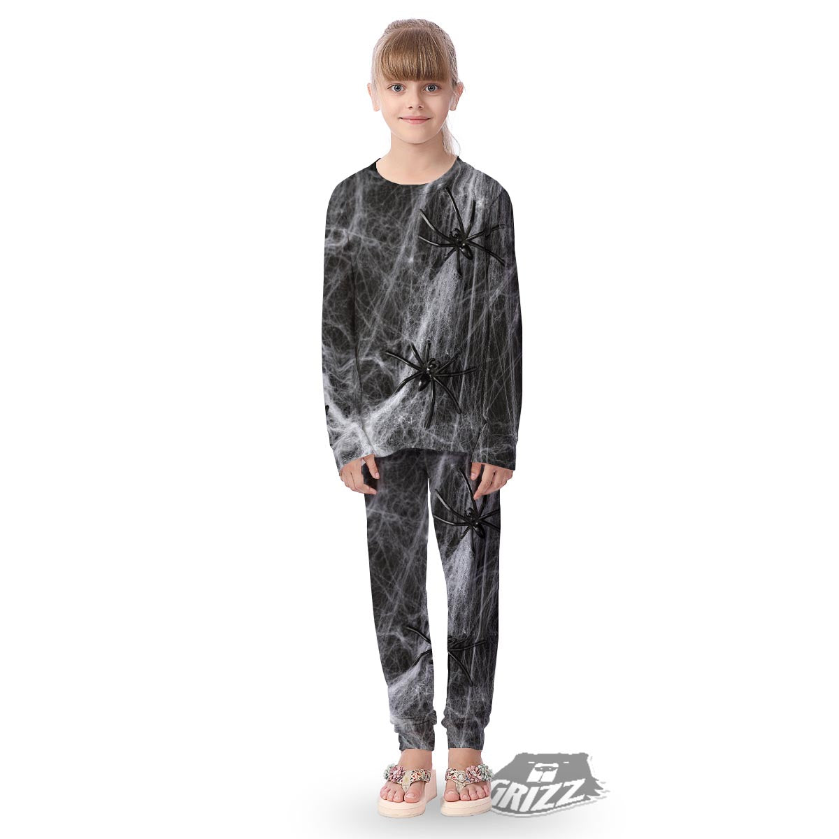 Cobweb And Toy Spiders Print Kid's Pajamas-grizzshop