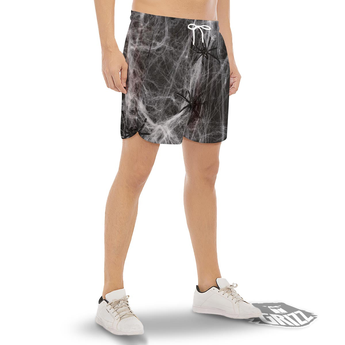 Cobweb And Toy Spiders Print Men's Gym Shorts-grizzshop