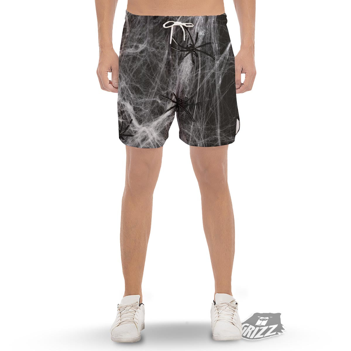 Cobweb And Toy Spiders Print Men's Gym Shorts-grizzshop