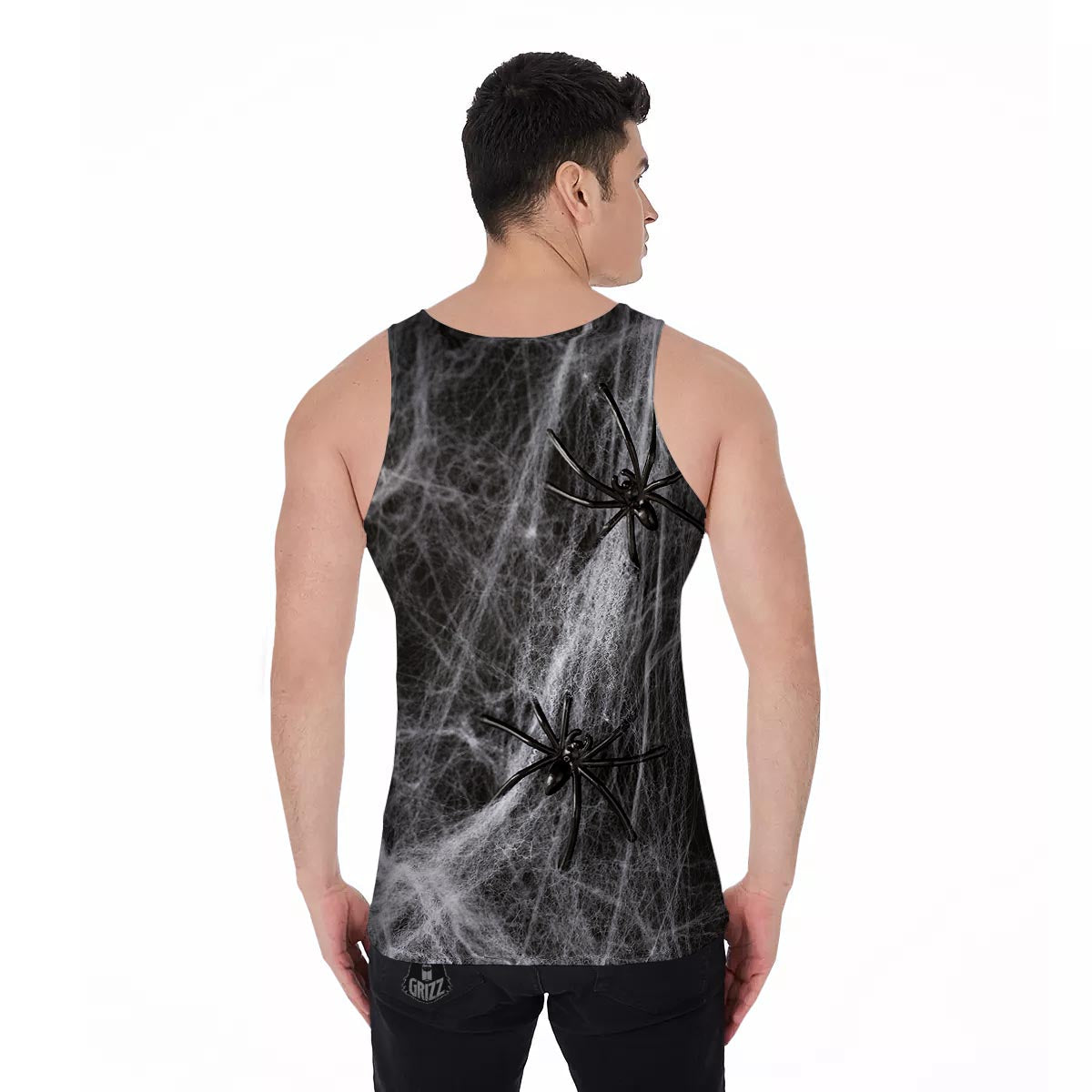 Cobweb And Toy Spiders Print Men's Tank Top-grizzshop