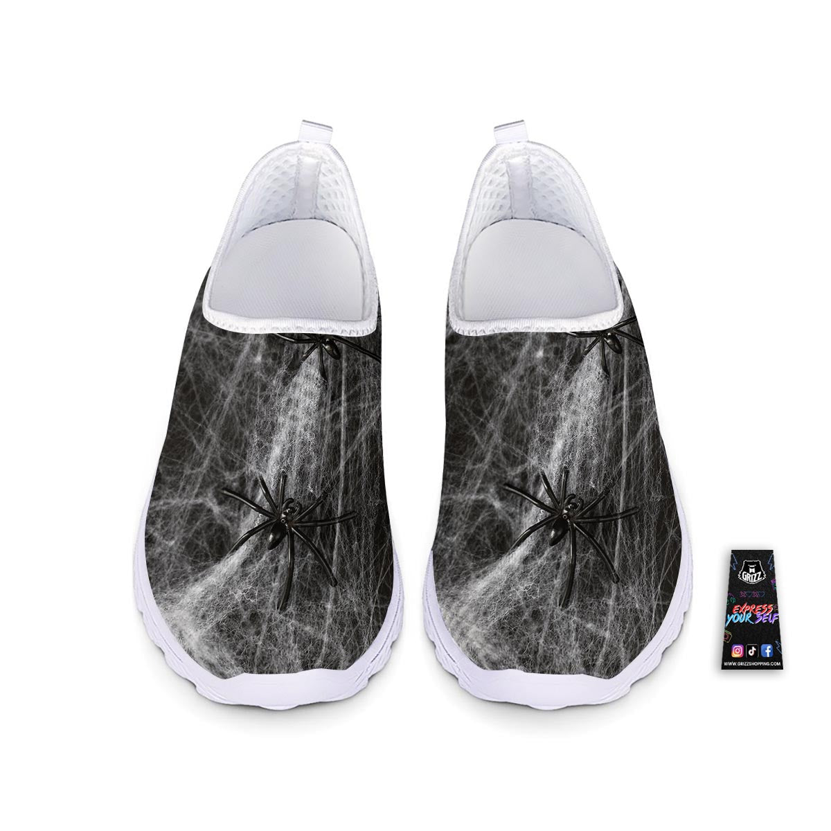 Cobweb And Toy Spiders Print Nurse Shoes-grizzshop