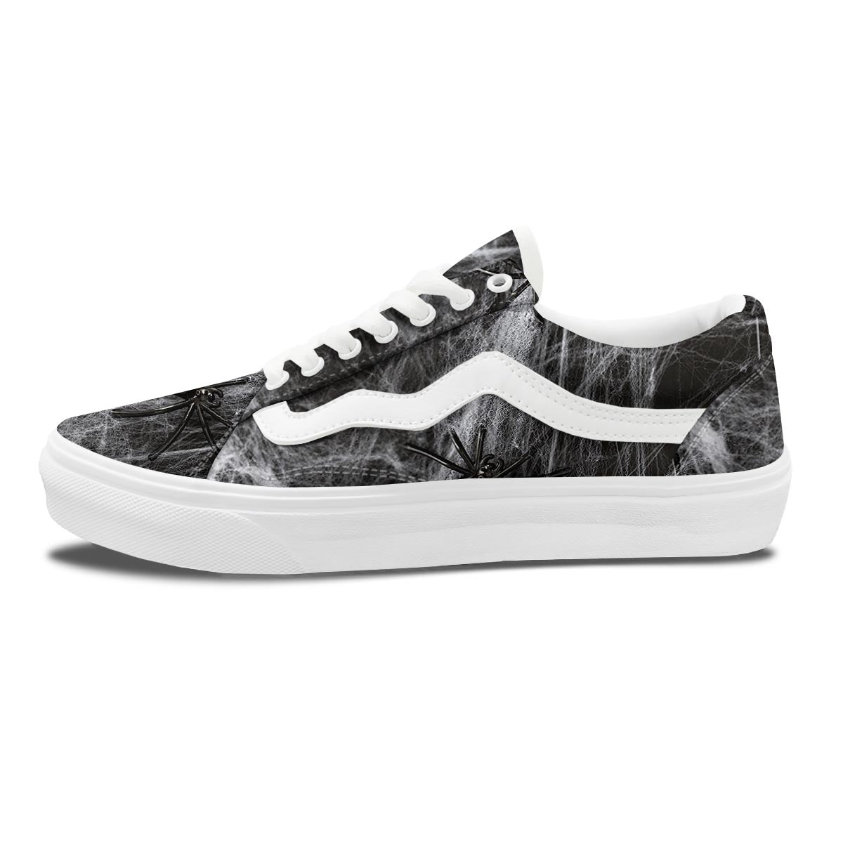 Cobweb And Toy Spiders Print Skate Shoes-grizzshop
