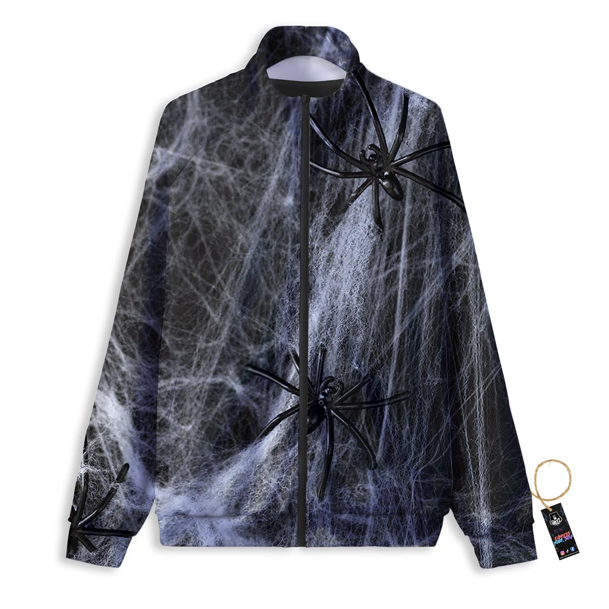 Cobweb And Toy Spiders Print Track Jacket-grizzshop
