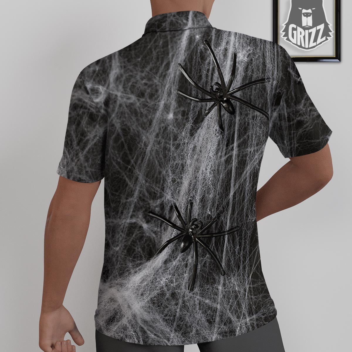 Cobweb And Toy Spiders Print Untucked Shirts-grizzshop