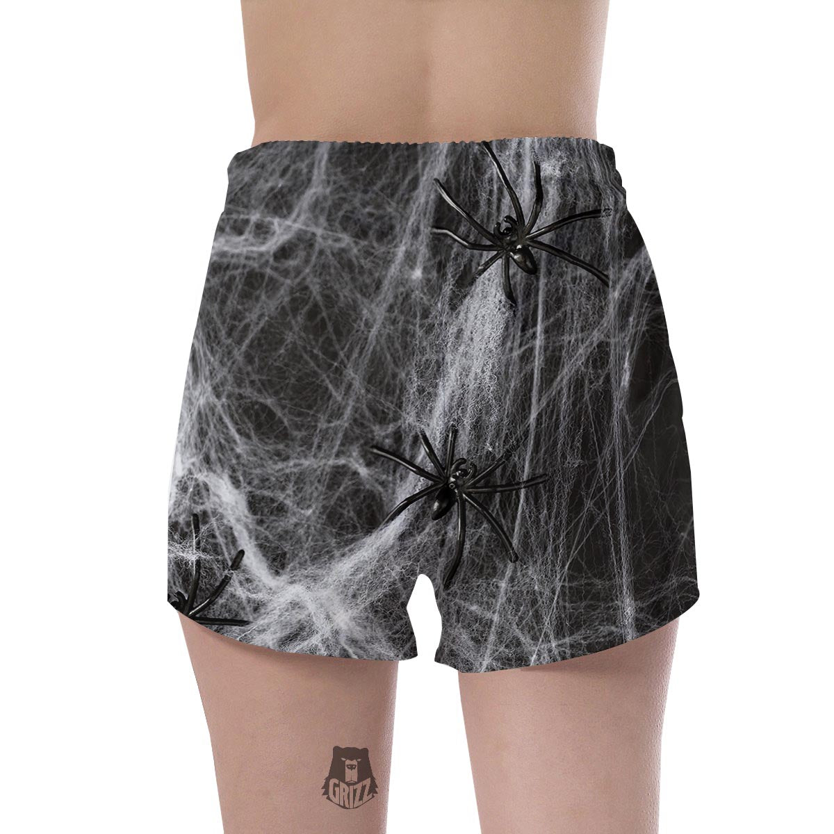 Cobweb And Toy Spiders Print Women's Shorts-grizzshop