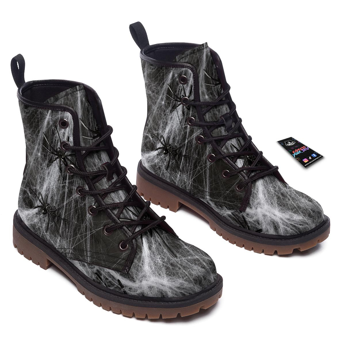 Cobweb And Toy Spiders Print Work Boots-grizzshop