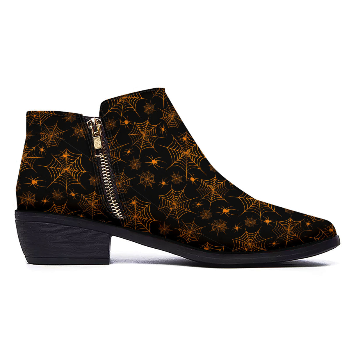 Cobweb Halloween Print Pattern Ankle Boots-grizzshop