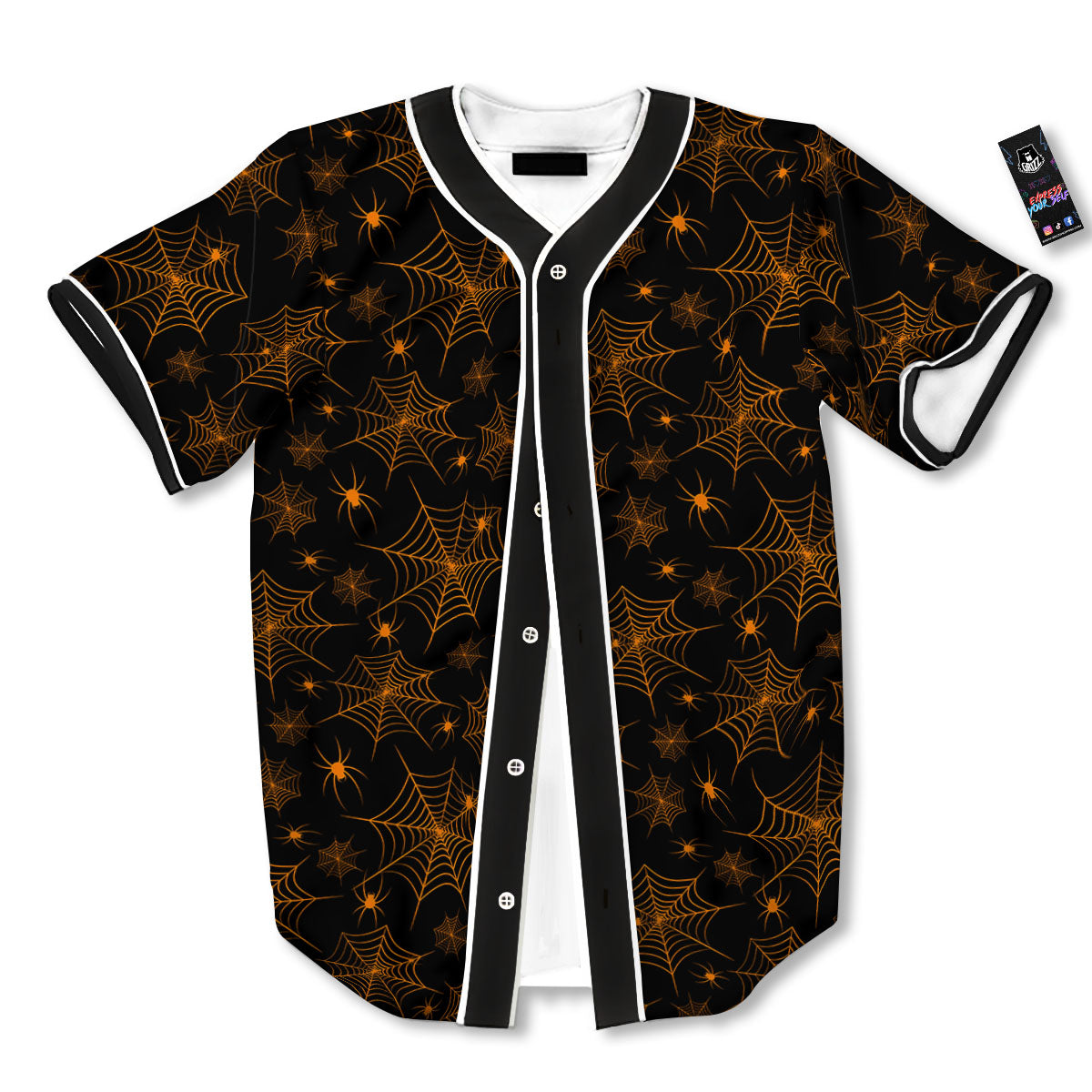 Cobweb Halloween Print Pattern Baseball Jersey-grizzshop