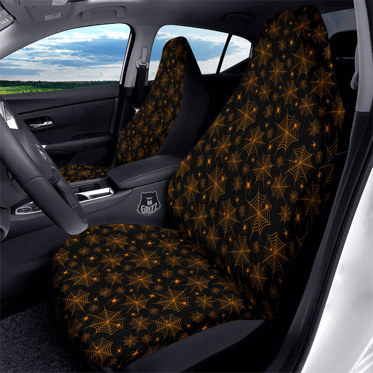 Cobweb Halloween Print Pattern Car Seat Covers-grizzshop