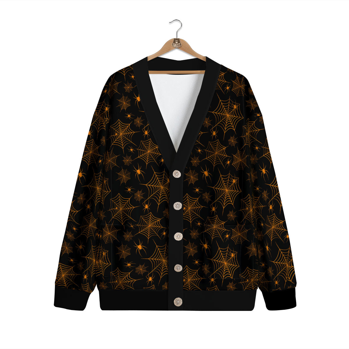 Cobweb Halloween Print Pattern Cardigan-grizzshop