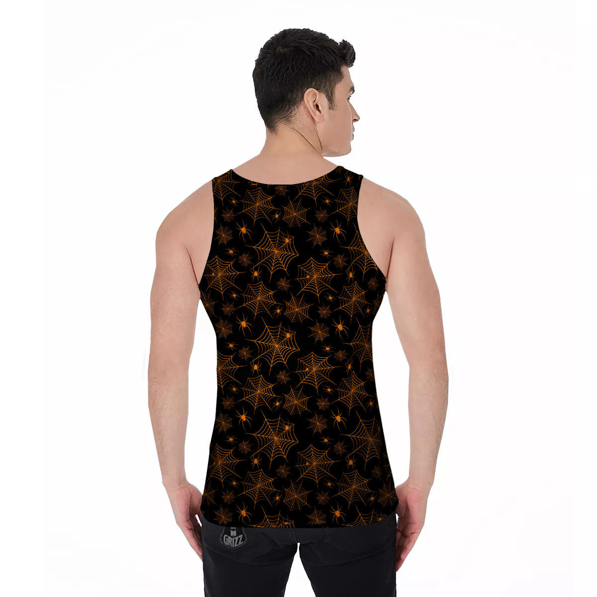 Cobweb Halloween Print Pattern Men's Tank Top-grizzshop