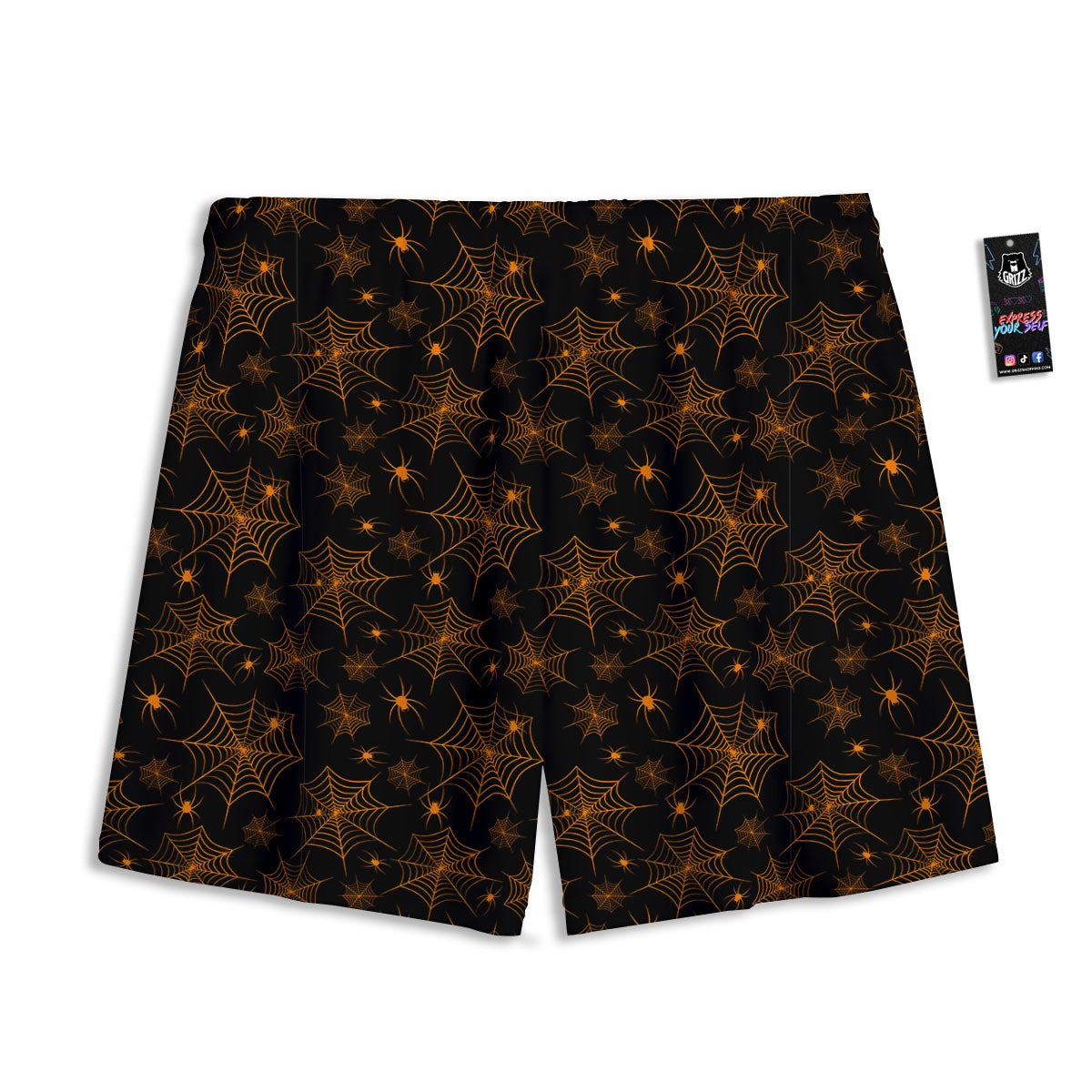 Cobweb Halloween Print Pattern Mesh Shorts-grizzshop