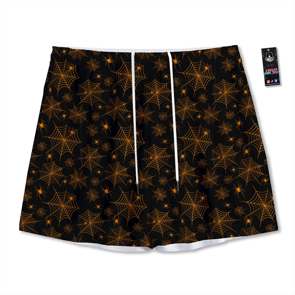 Cobweb Halloween Print Pattern Mesh Shorts-grizzshop