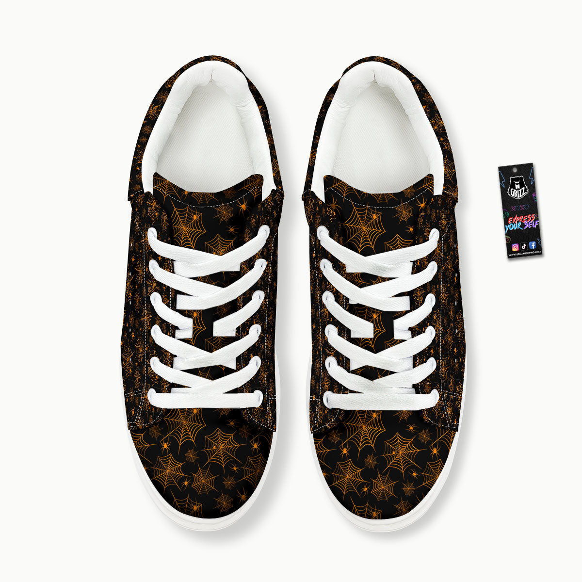 Cobweb Halloween Print Pattern Platform Shoes-grizzshop