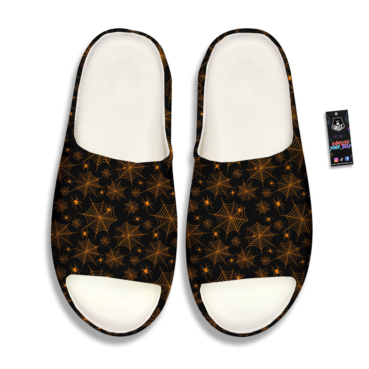 Cobweb Halloween Print Pattern Sandals-grizzshop