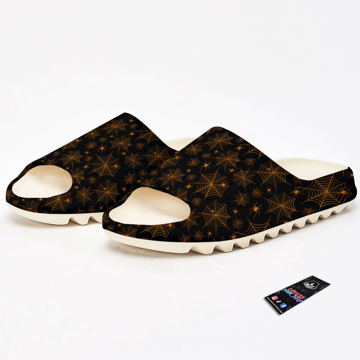Cobweb Halloween Print Pattern Sandals-grizzshop