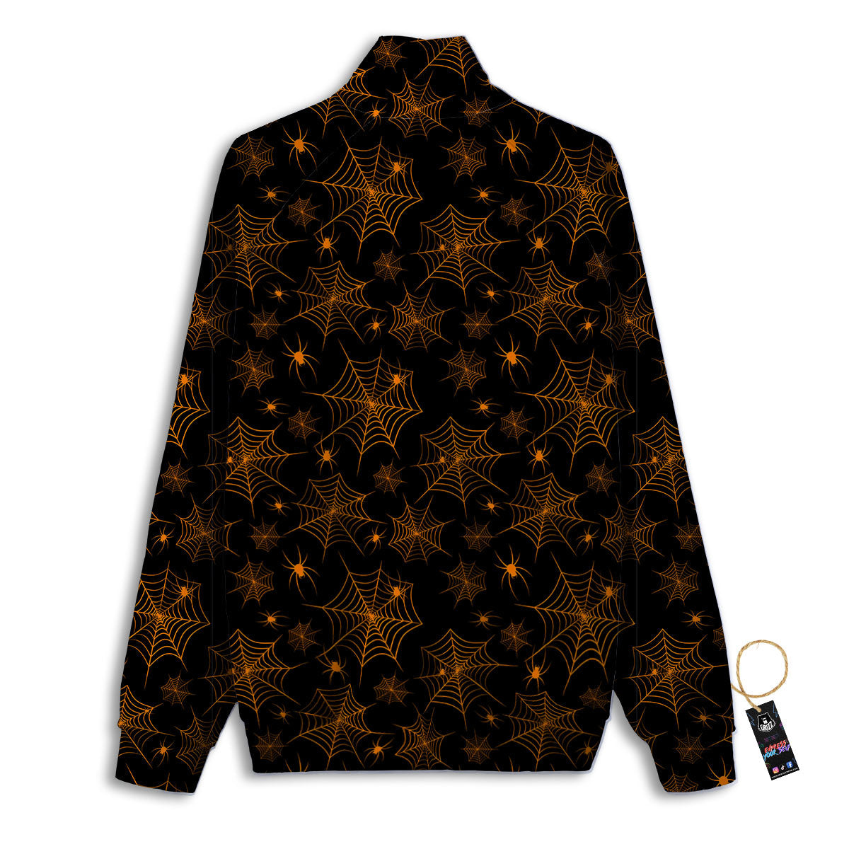 Cobweb Halloween Print Pattern Track Jacket-grizzshop