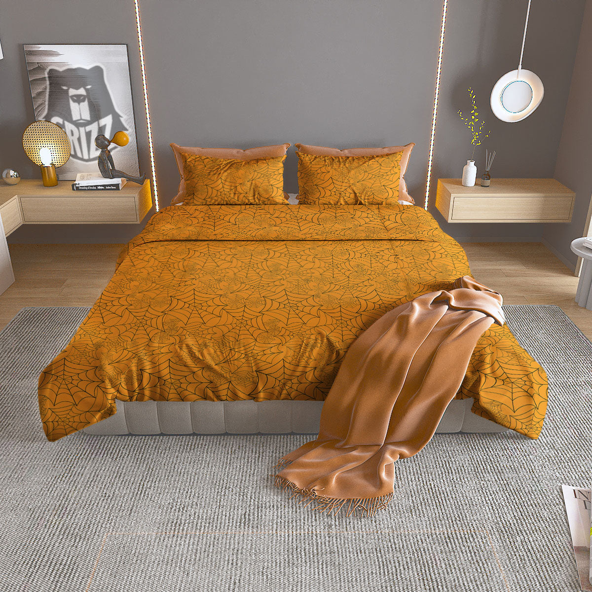Cobweb Horror Print Duvet Cover Bedding Set