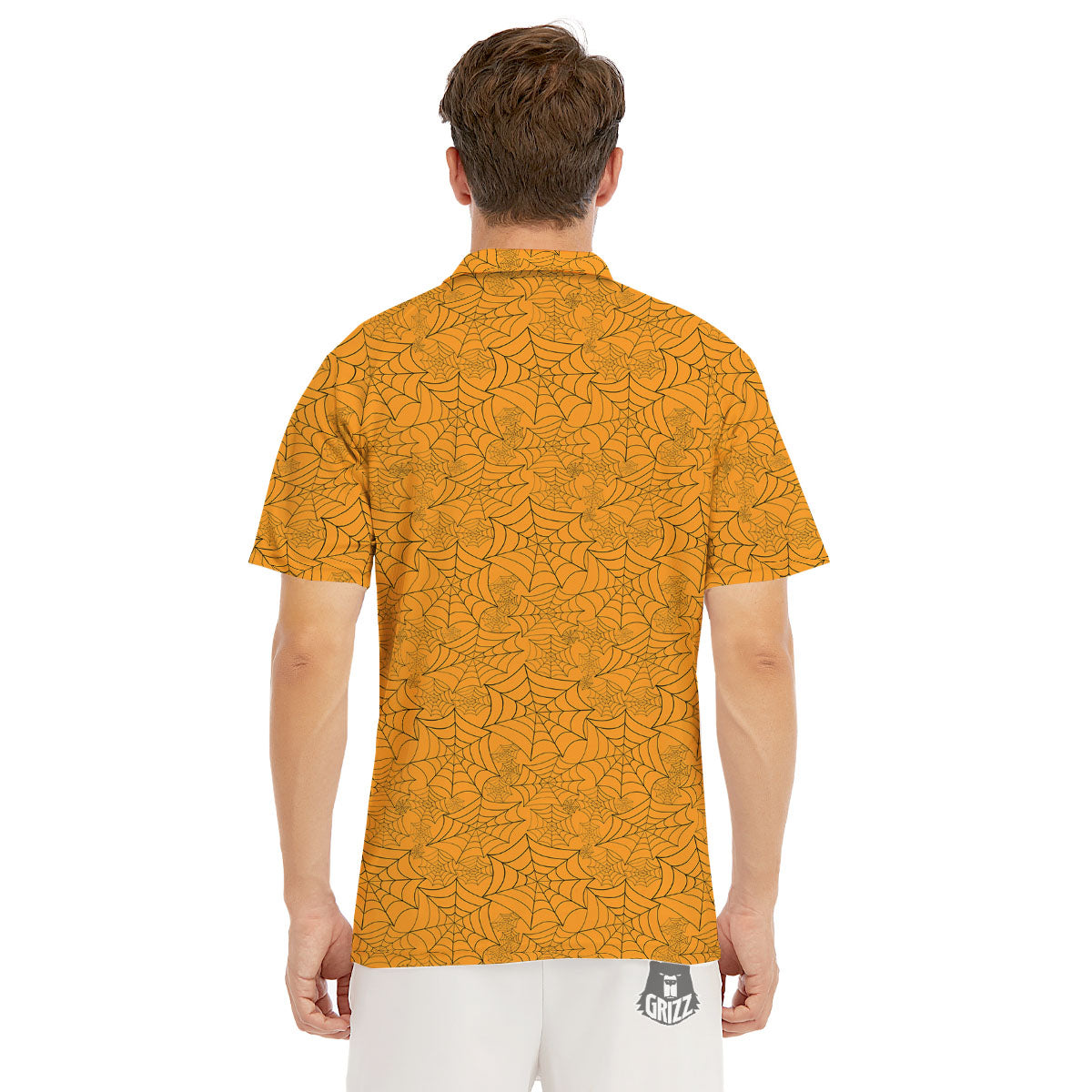 Cobweb Horror Print Men's Golf Shirts-grizzshop