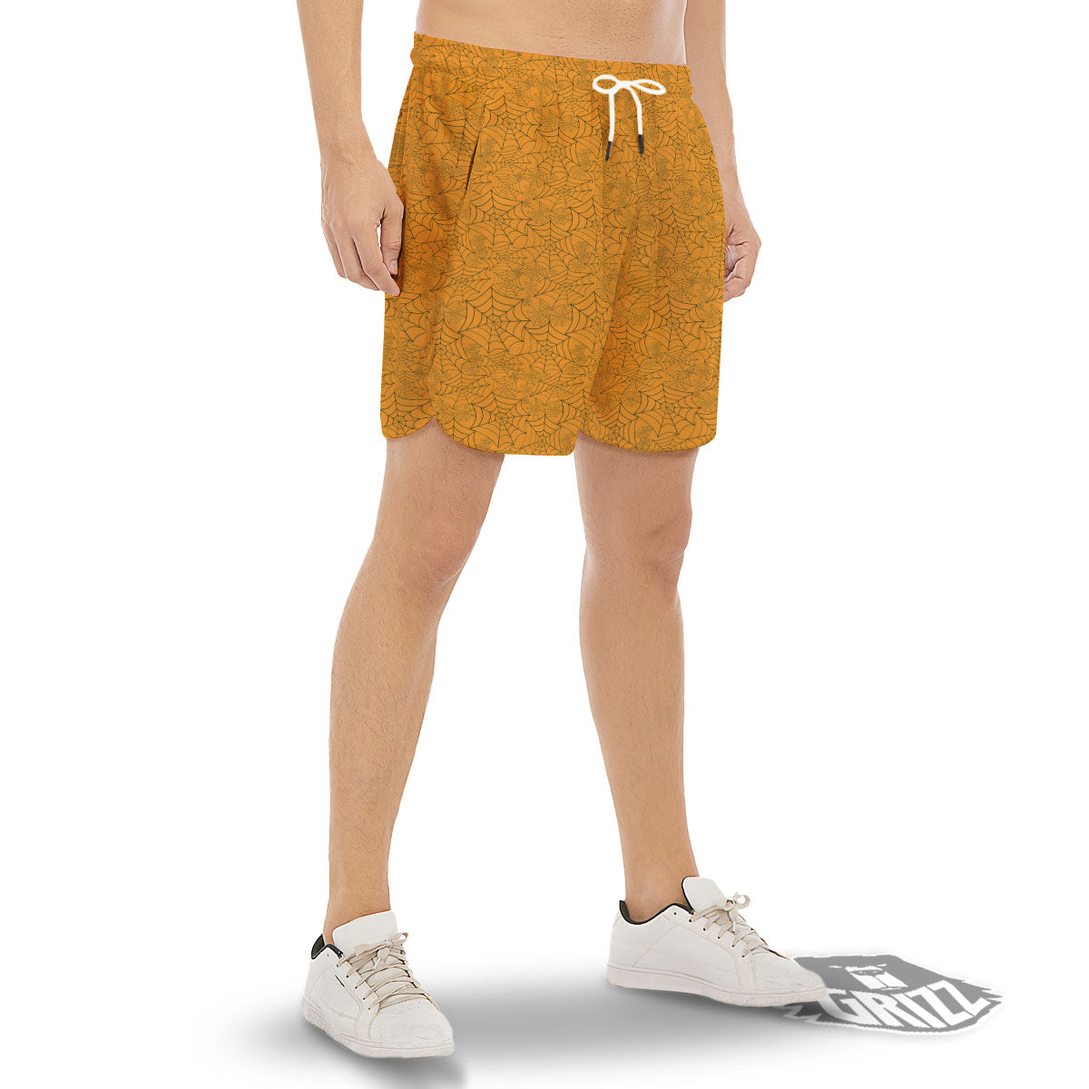 Cobweb Horror Print Men's Gym Shorts-grizzshop