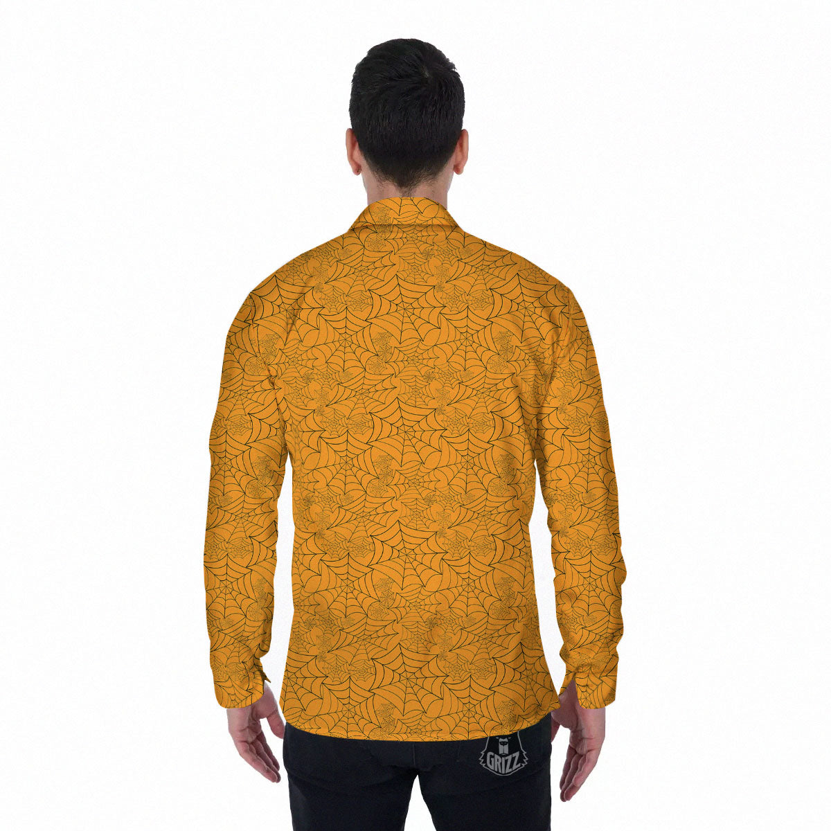 Cobweb Horror Print Men's Long Sleeve Shirts-grizzshop
