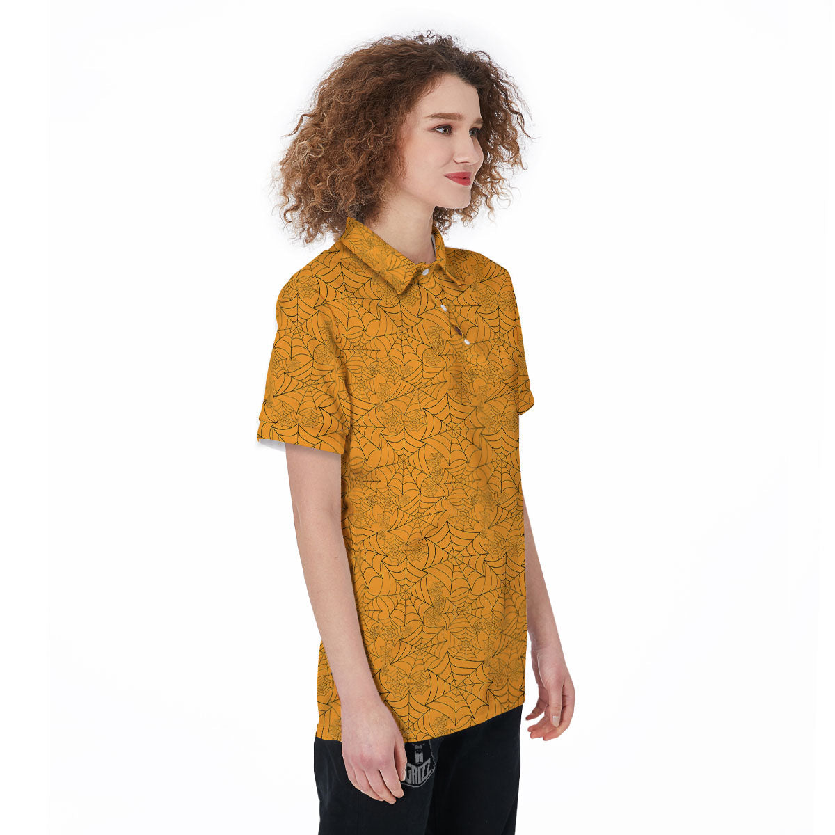 Cobweb Horror Print Women's Golf Shirts-grizzshop