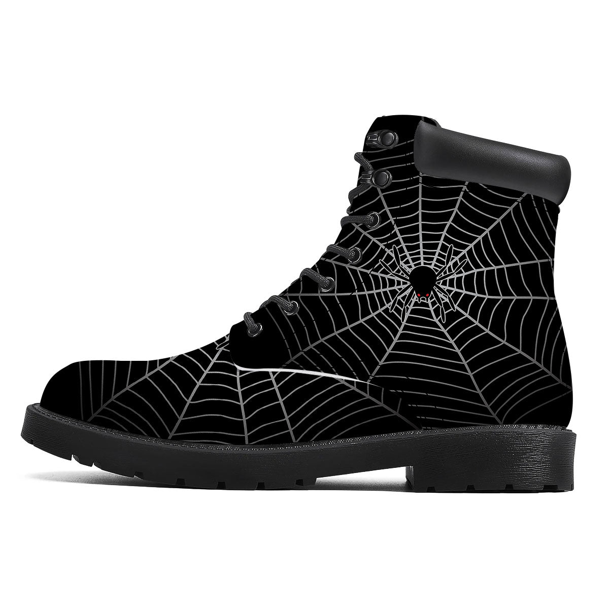 Cobweb White And Black Print Boots-grizzshop