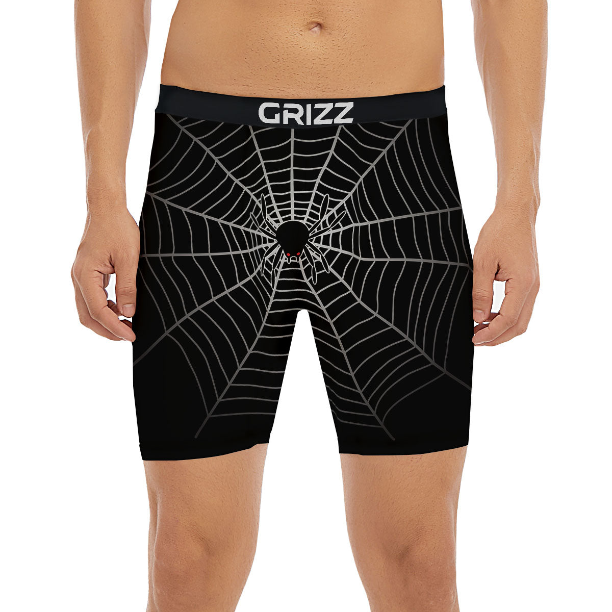Cobweb White And Black Print Boxer Briefs-grizzshop