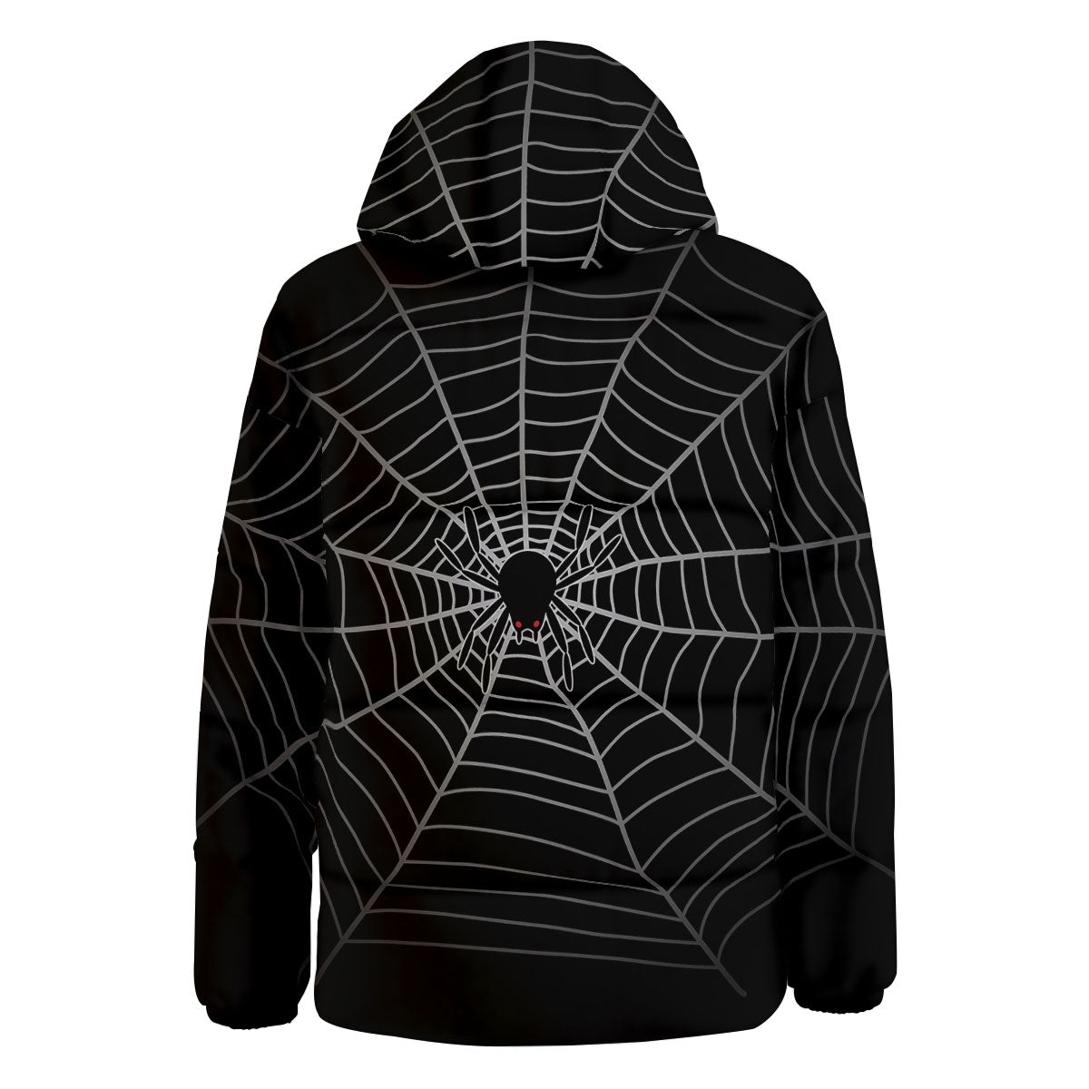 Cobweb White And Black Print Down Jacket-grizzshop