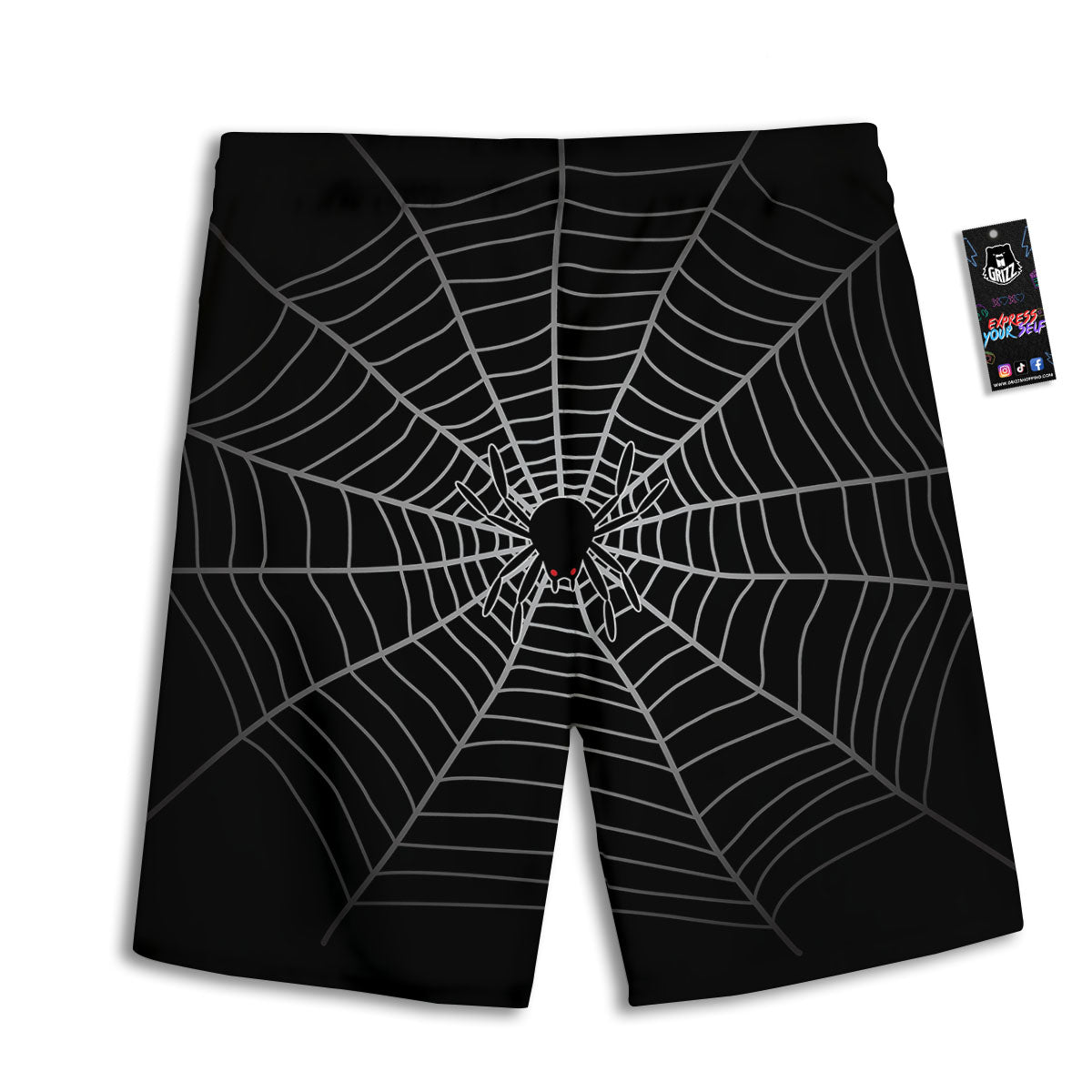 Cobweb White And Black Print Men's Athletic Shorts