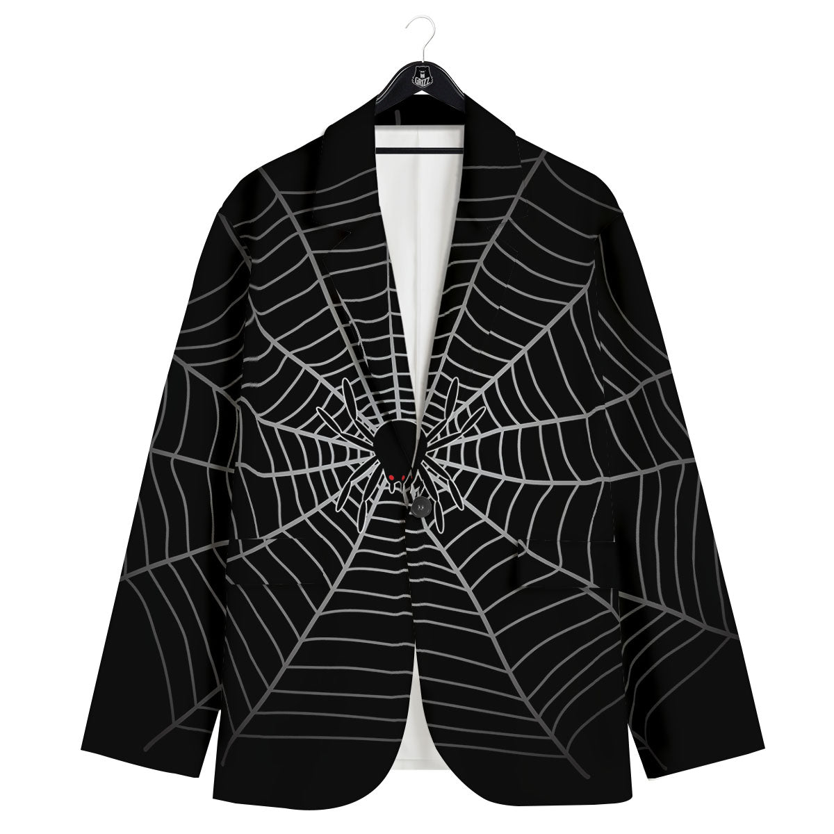 Cobweb White And Black Print Men's Sport Coat-grizzshop