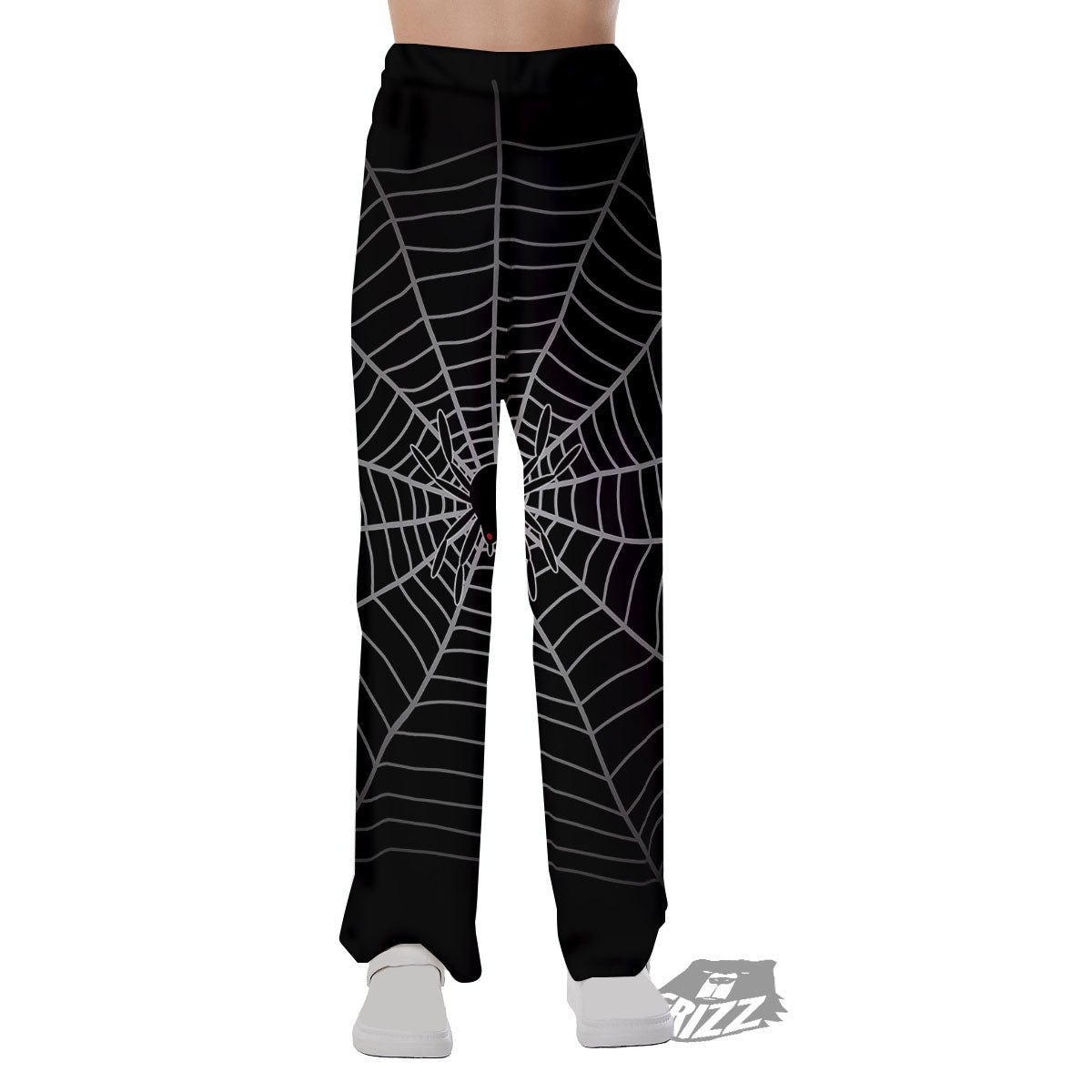 Cobweb White And Black Print Pajama Pants-grizzshop