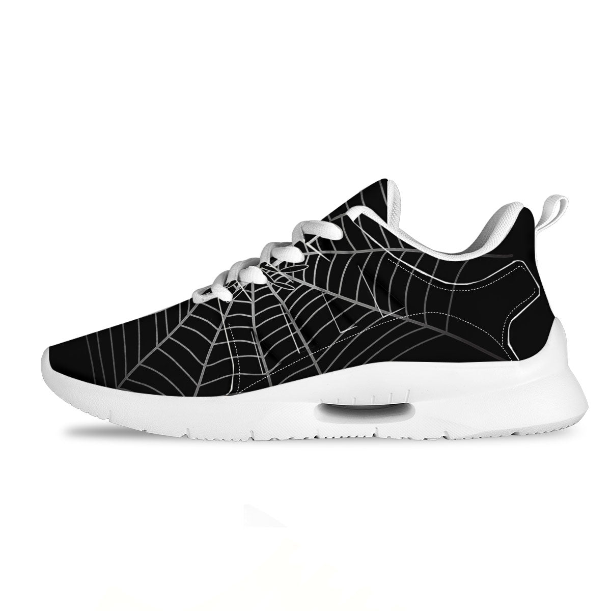 Cobweb White And Black Print Tennis Shoes-grizzshop
