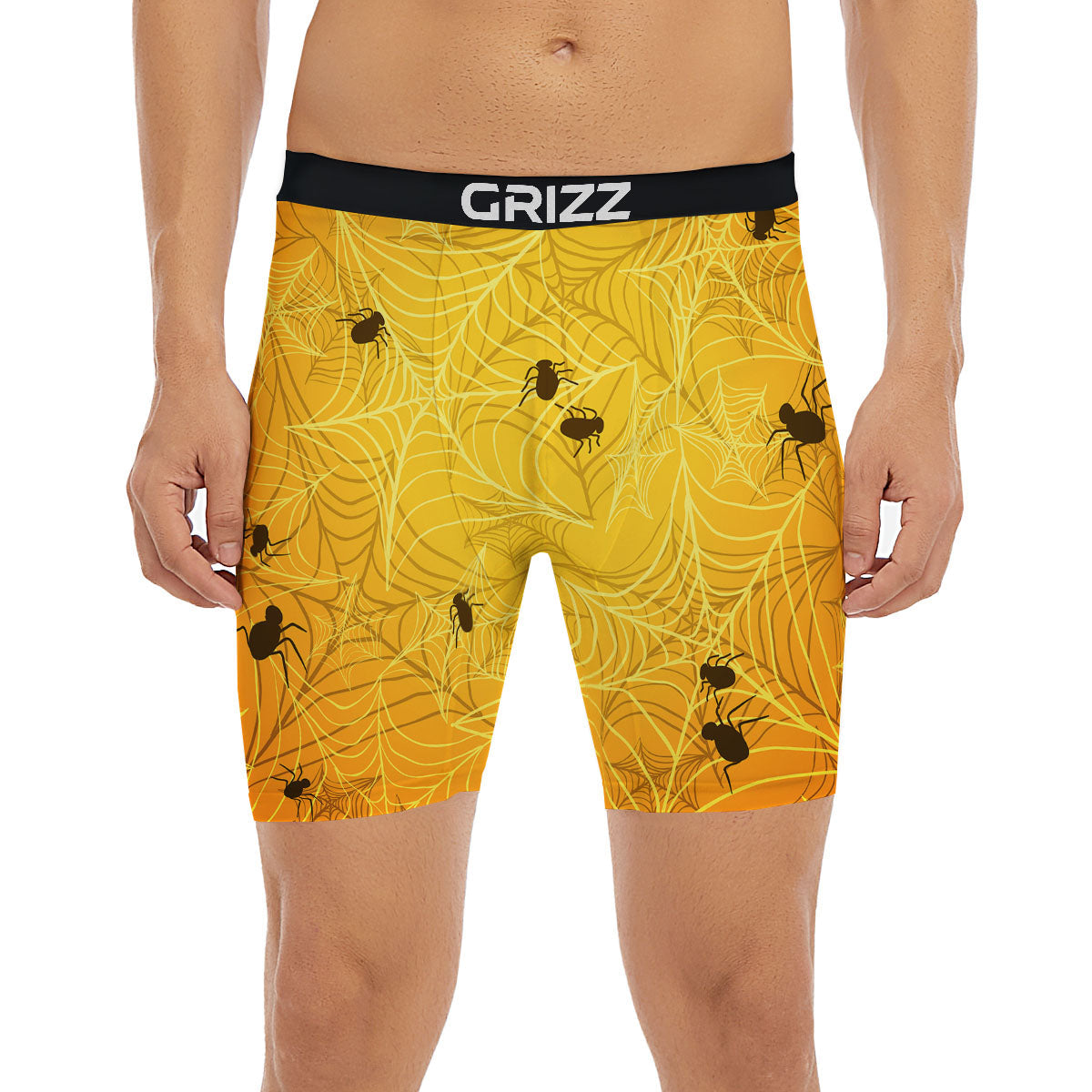 Cobweb Yellow Print Boxer Briefs-grizzshop