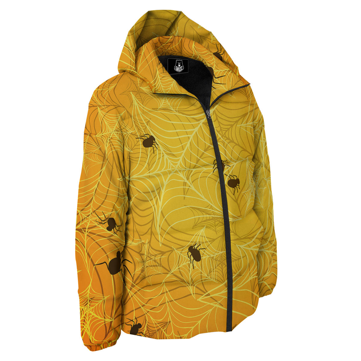 Cobweb Yellow Print Down Jacket-grizzshop