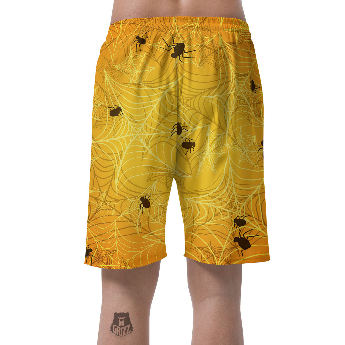 Cobweb Yellow Print Men's Shorts-grizzshop