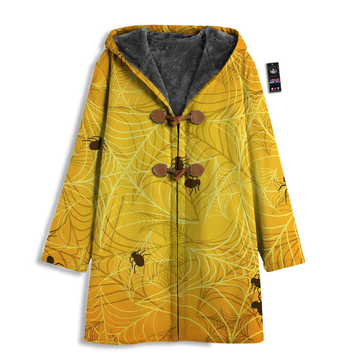Cobweb Yellow Print Men's Windbreaker Jacket-grizzshop