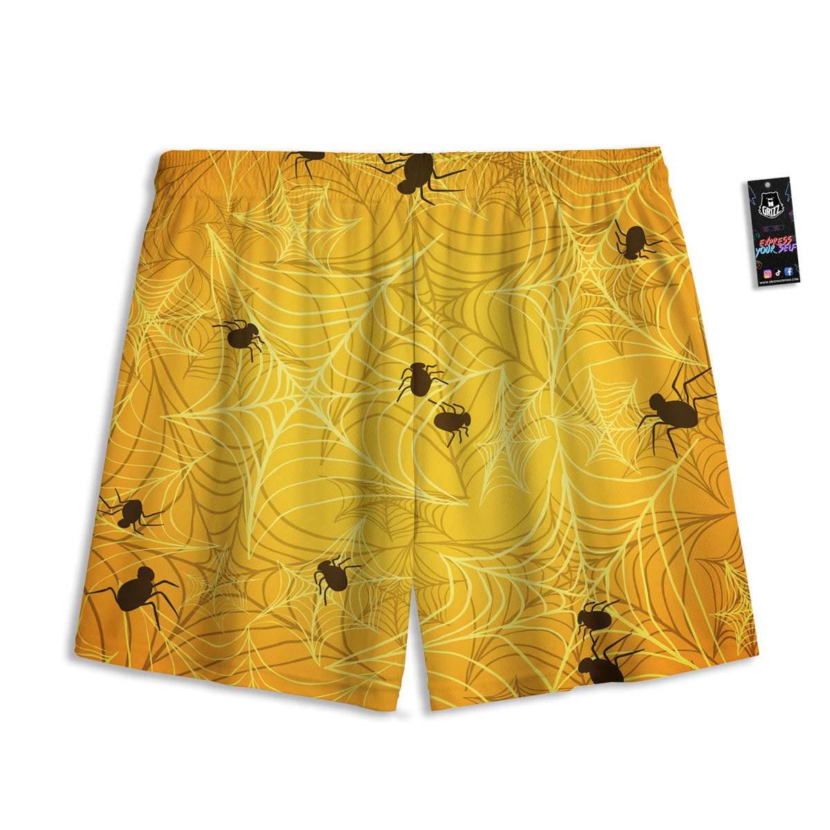 Cobweb Yellow Print Mesh Shorts