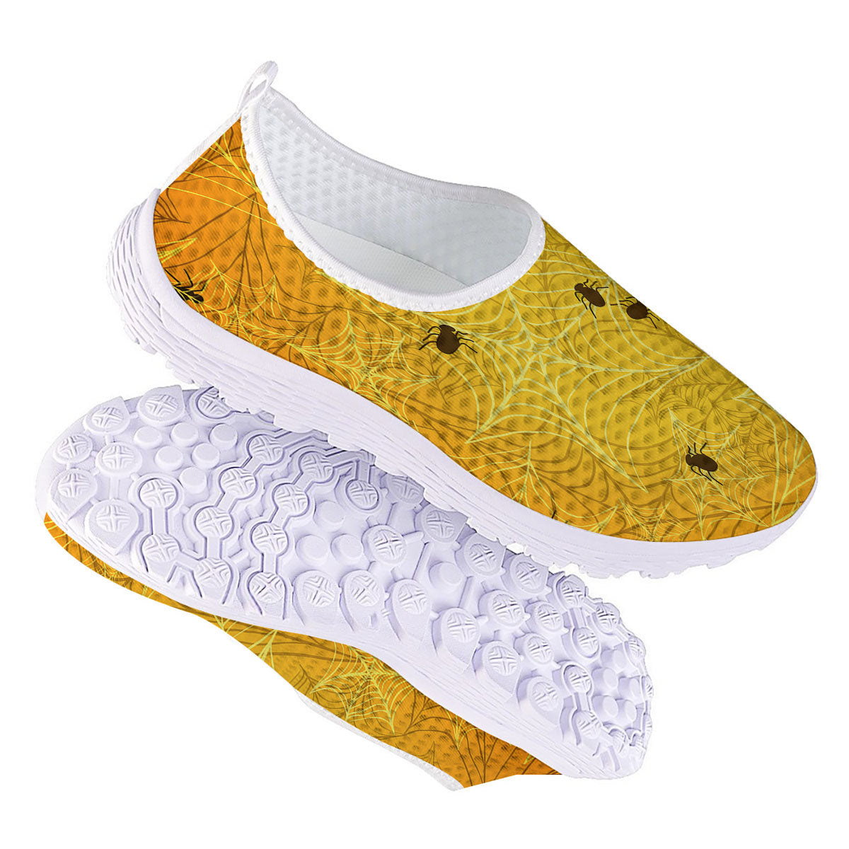 Cobweb Yellow Print Nurse Shoes-grizzshop