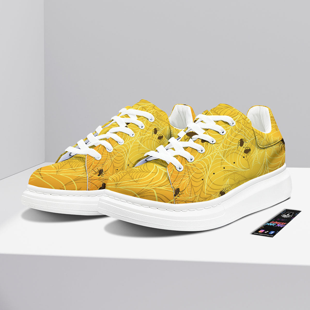 Cobweb Yellow Print Platform Shoes-grizzshop