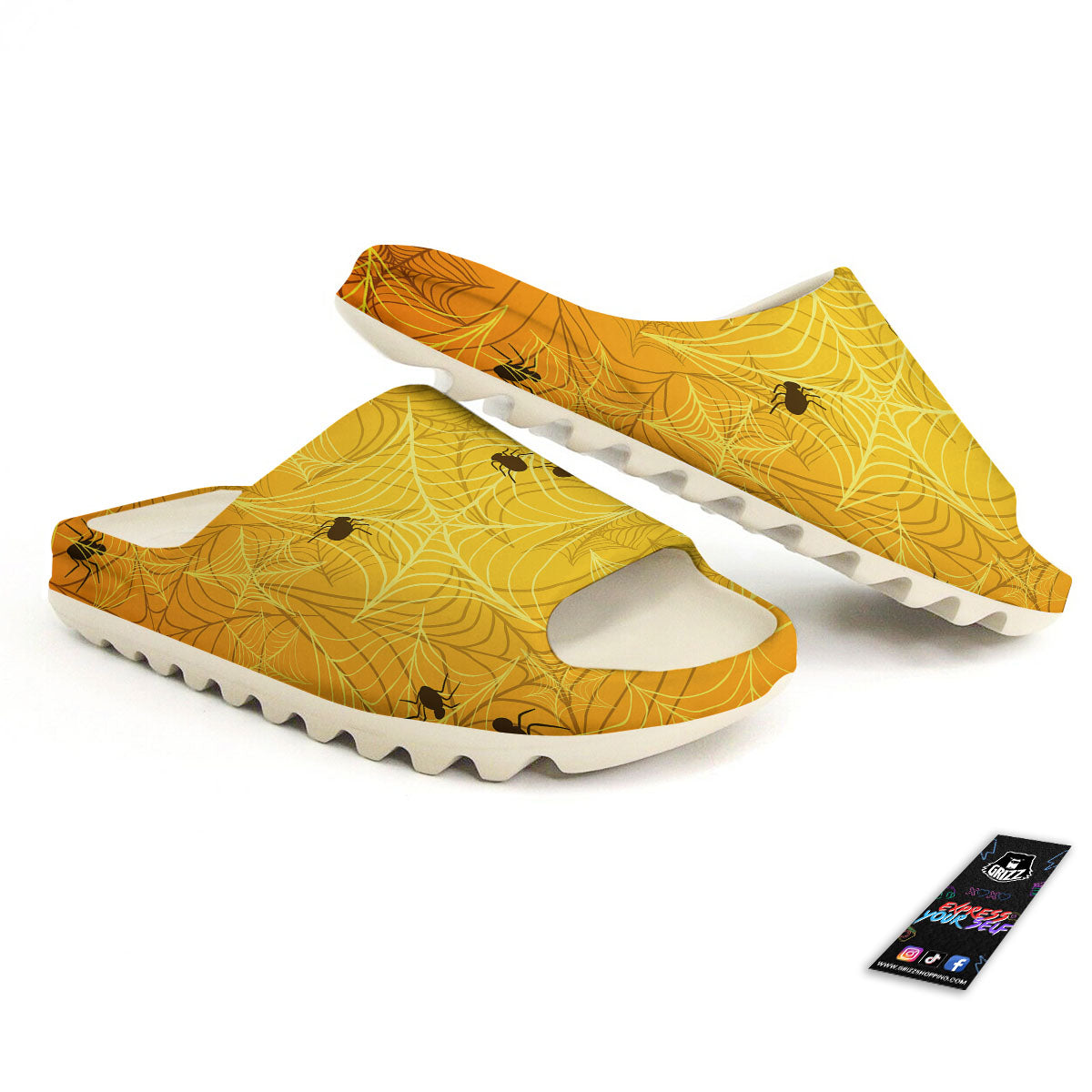 Cobweb Yellow Print Sandals-grizzshop