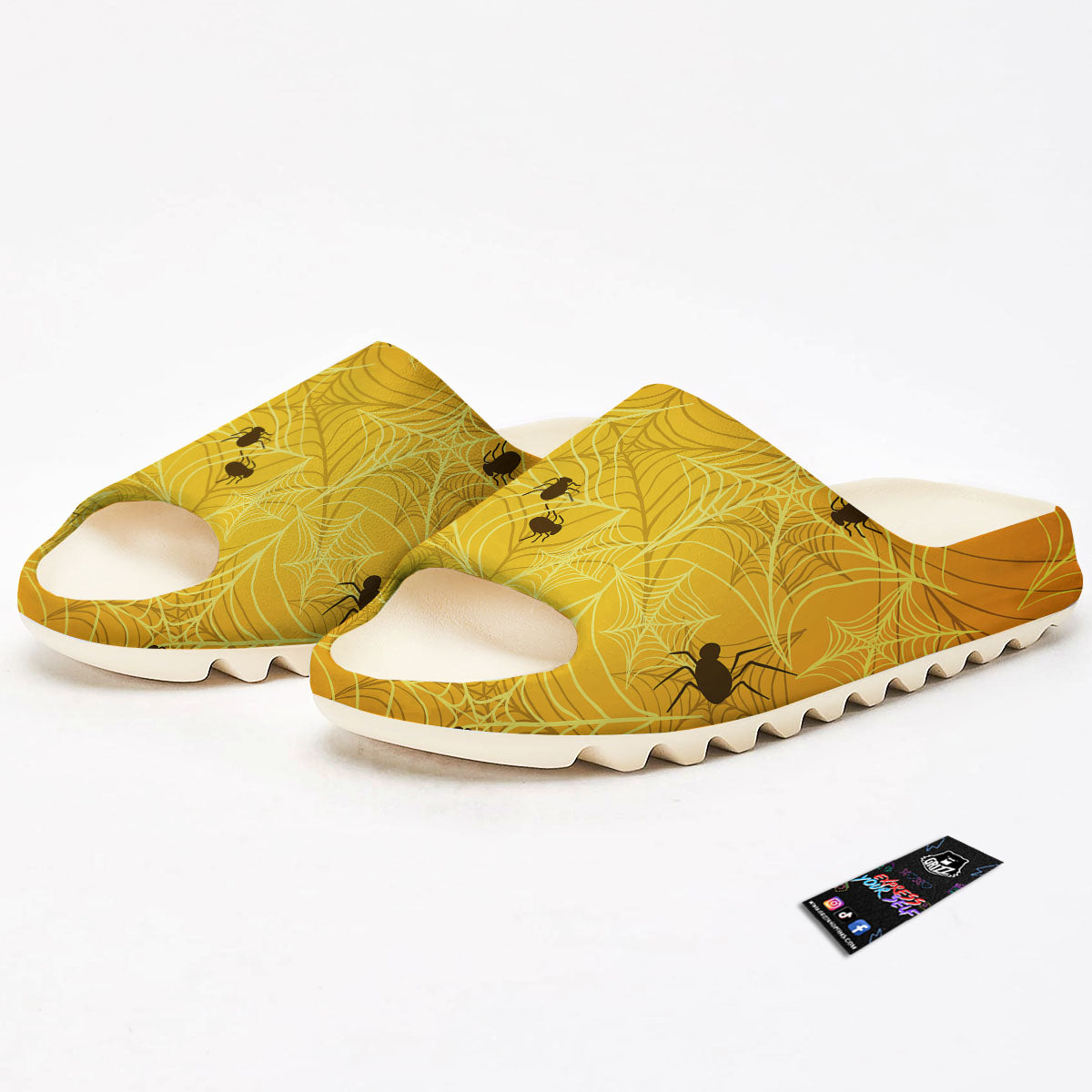 Cobweb Yellow Print Sandals-grizzshop