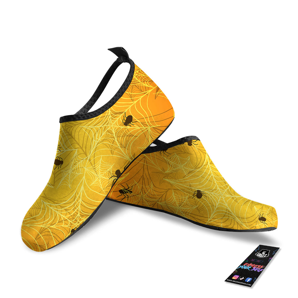 Cobweb Yellow Print Water Shoes-grizzshop