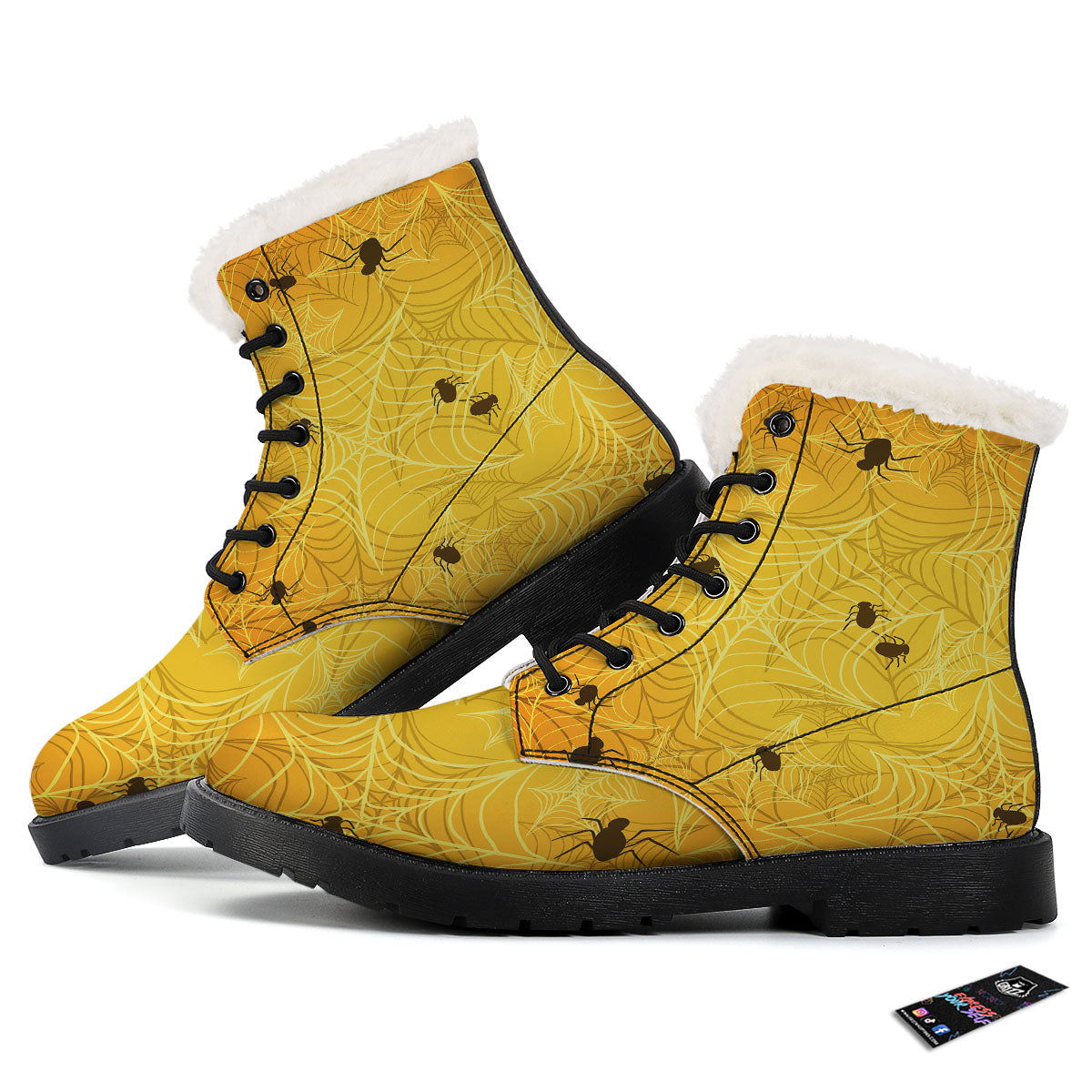 Cobweb Yellow Print Winter Boots-grizzshop