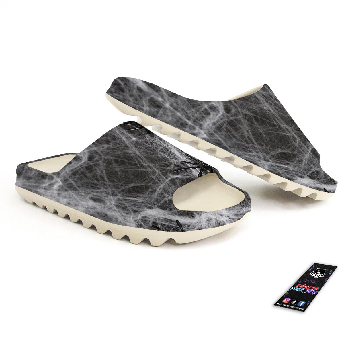Cobweb And Toy Spiders Print Sandals