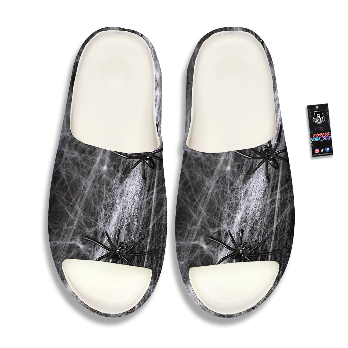 Cobweb And Toy Spiders Print Sandals