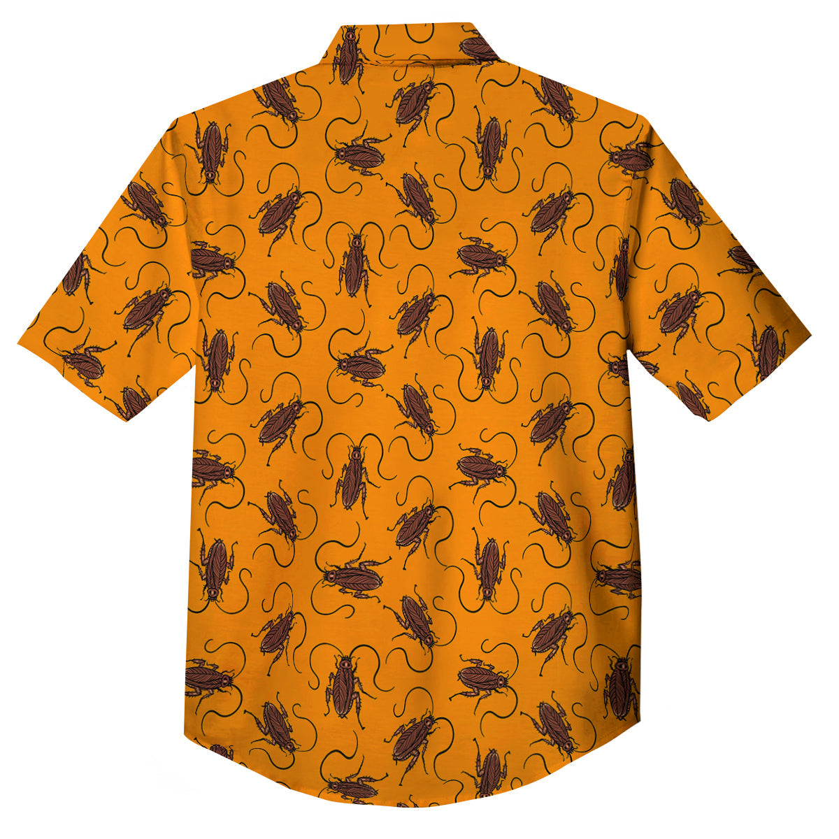 Cockroach Orange Print Pattern Button Up Shirt-grizzshop