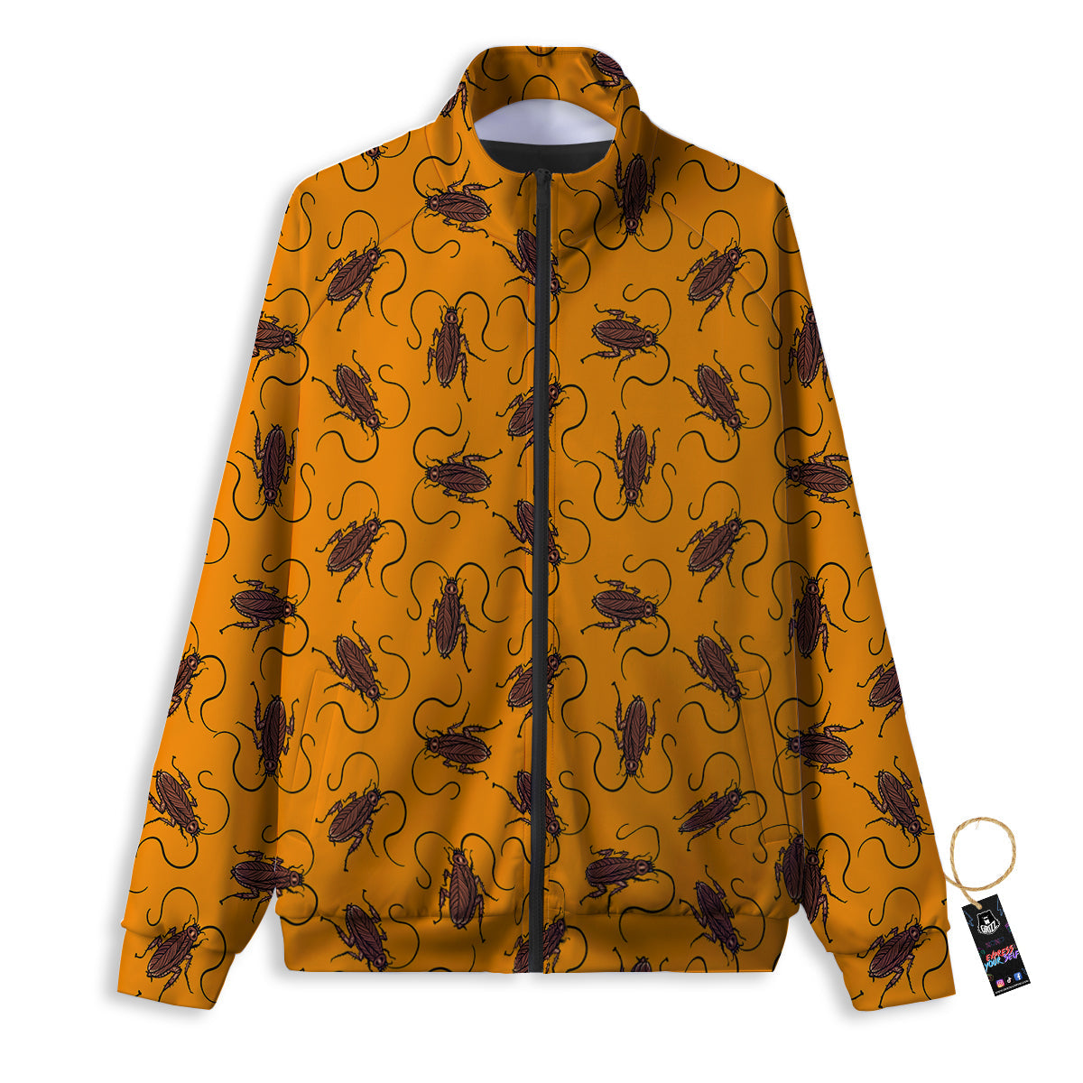 Cockroach Orange Print Pattern Track Jacket-grizzshop